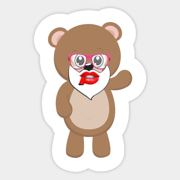 BEAR IN RED LEPS ART Sticker by Own Store